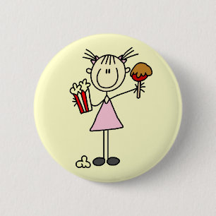 T-shirts en cadeaus met popcorn en suikerspin ronde button 5,7 cm