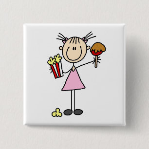 T-shirts en cadeaus met popcorn en suikerspin vierkante button 5,1 cm
