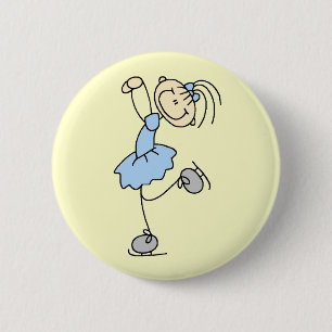 T-shirts en cadeaus met schaatsende vrouw in blauw ronde button 5,7 cm