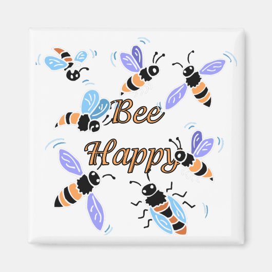 T - shirts en cadeaus van bijen, Happy Cute Bumble Magneet (Voorkant)
