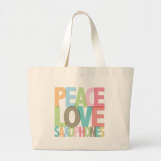 T - shirts en cadeaus van Peace Love Saxophones Grote Tote Bag