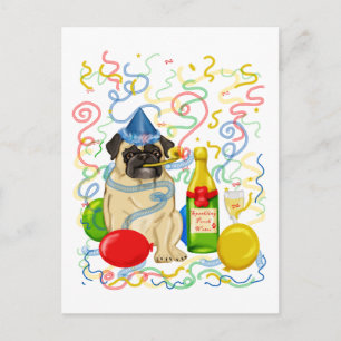 T - shirts en cadeaus voor feestelijke pug briefkaart