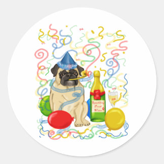 T - shirts en cadeaus voor  feestelijke pug ronde sticker