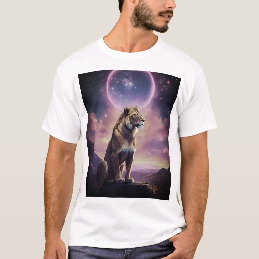 T-shirts en verre de Lion géométrique (Devant)