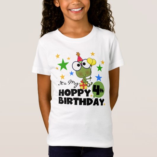 T-shirts et cadeaux 4th Birthday Frog Hoppy (Devant)