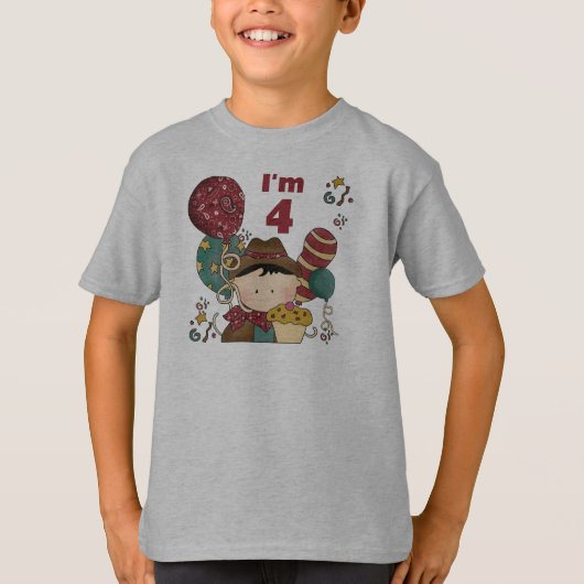 T-shirts et cadeaux Cowboy 4e anniversaire (Devant)
