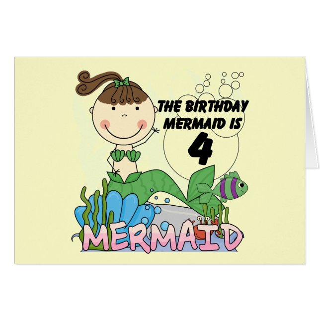 T-shirts et cadeaux Mermaid 4th Birthday (Devant horizontal)