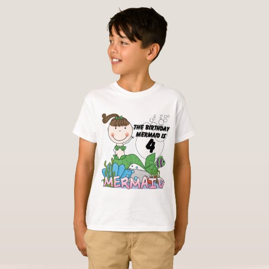 T-shirts et cadeaux Mermaid 4th Birthday (Devant entier)