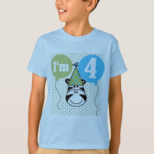 T-shirts et cadeaux Zebra 4e anniversaire (Devant)