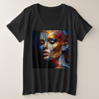 T-Shirts Femmes Plus Taille Avec Expression Art 25