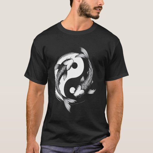 T-shirts graphiques à motif de poisson Koï Yang (Devant)