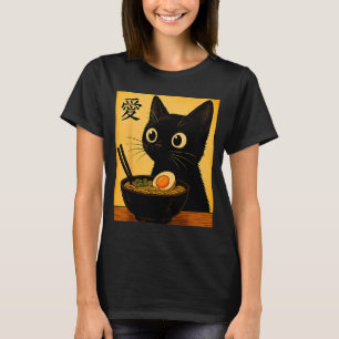 T-shirts graphiques drôles japonais Ramen de chat