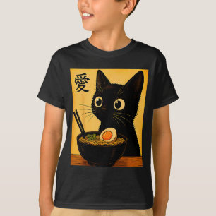 T-shirts graphiques drôles Kawaii Anime Chat Ramen