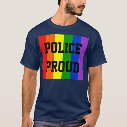 T-shirts gris-arc-en-ciel joyeux de la police (Devant)