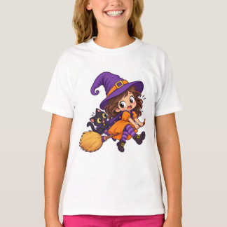T-shirts Halloween sorcière volante mignonne pour