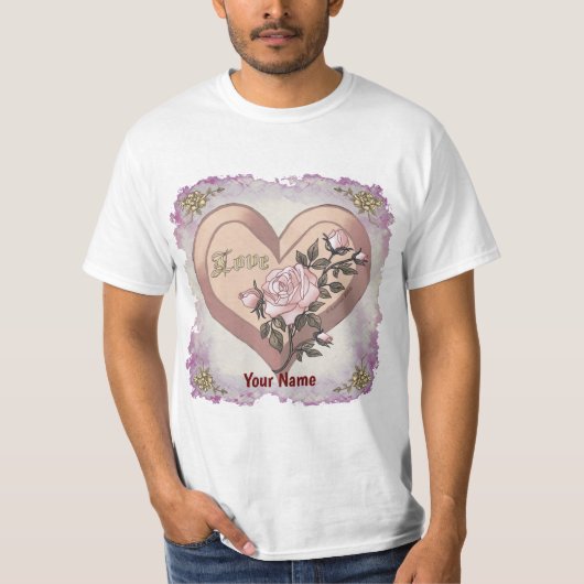 T-shirts Love Roses Peach Heart (Devant)
