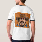 T-shirts met grappige cowboyfoto (Achterkant volledig)