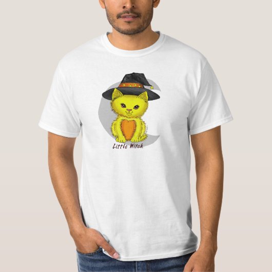 T-shirts met Kleine Gele Kat Heks (Voorkant)