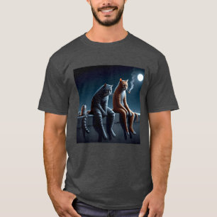 T-Shirts met Middennacht Roken Katten Meme Kunst G