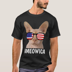 T-shirts met patriottische kat, Sphynx, AMEOWICA