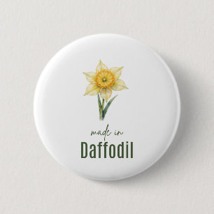 T-shirts met waterverf Narcis Geboortebloem Maart Ronde Button 5,7 Cm