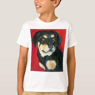 T-shirts met zwart en tan-Hondenliefhebber - rode