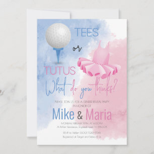 T - shirts of Tutus onthullen genderuitnodiging Feestdagenkaart