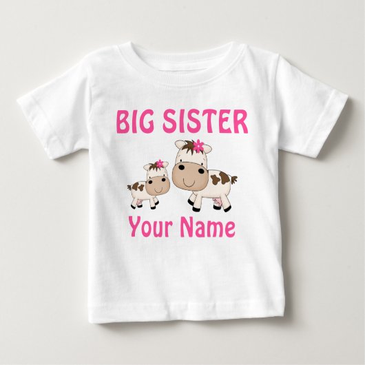 T-shirts personnalisés Big Sister Cow (Devant)