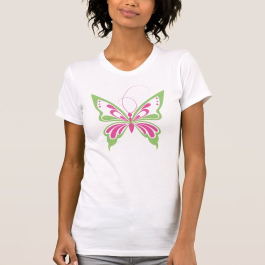 T-shirts personnalisés papillon rose vert (Devant)