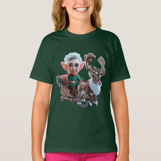 T-shirts pour enfants ELF et Reindeer (Devant)