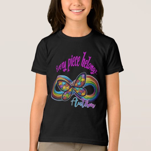 T-Shirts pour filles - Autisme Puzzle Papillon Des (Recto)