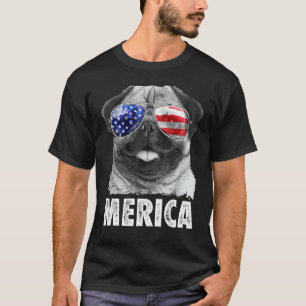 T-shirts Pug 4 juillet Merica Hommes Femmes USA Am