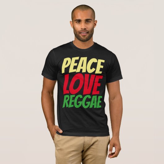 T-shirts REGGAE, PEACE LOVE (Devant entier)