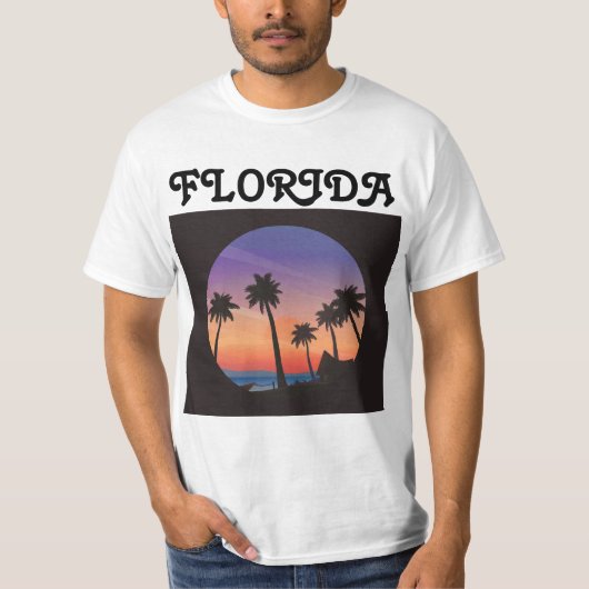 T-shirts RETRO BEACH FLORIDA PALMIERS (Devant)