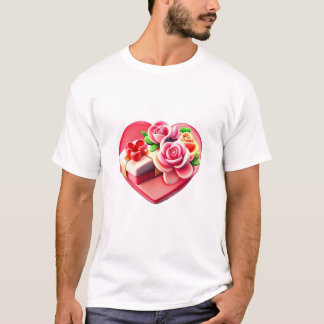 T-shirts Romantique Rose boîte cadeau de coeur