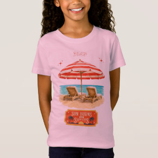 t-shirts roses pour enfants plage et couchers de s