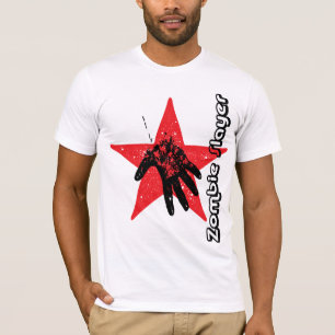 T-shirts rouge de tueur de zombi de main d'étoile