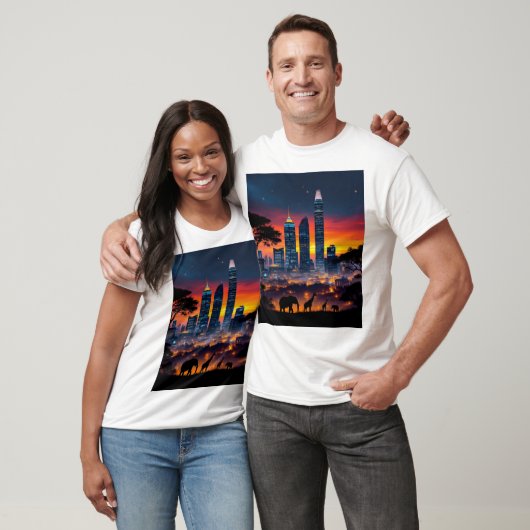 T-shirts Sunset de la ville de faune (Unisexe)