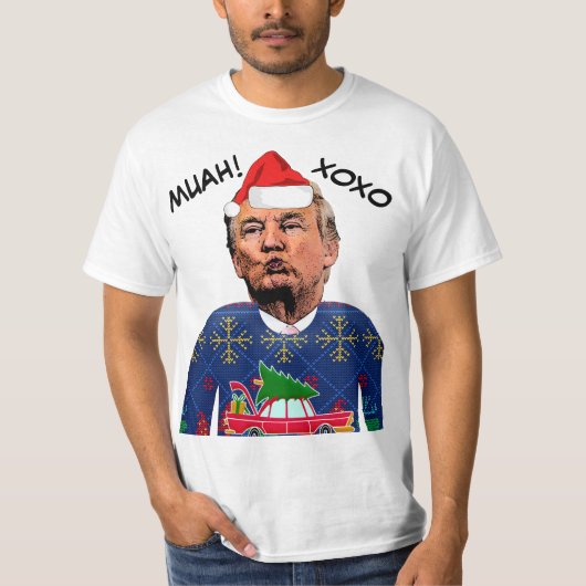 T-shirts SWEATER DONALD TRUMP MAL CHRISTMAS (Devant)