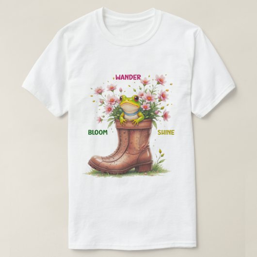 T-Shirts Whimsical Frog Bloom Tee (Design devant)