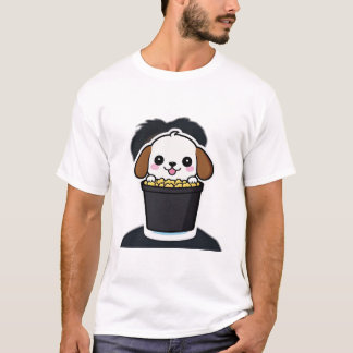 T-shirtSchattige cartoon hond zit in een emmer gev T-shirt