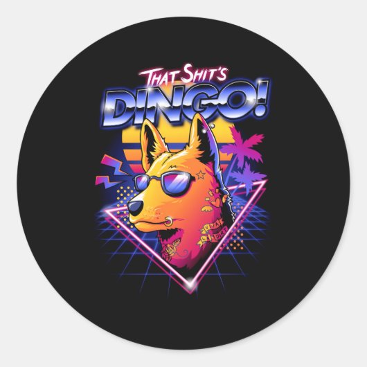 T-shit is Dingo Ronde Sticker (Voorkant)
