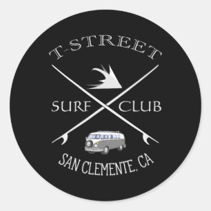 T-street Surf Club San Clemente Californië Ronde Sticker