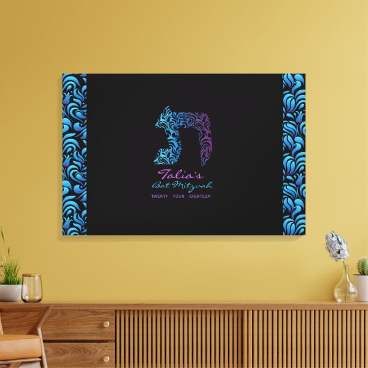 T Tet Hebreeuwse letter BAT Mitzvah Inlogbord Canvas Afdruk (Insitu (Woonkamer))