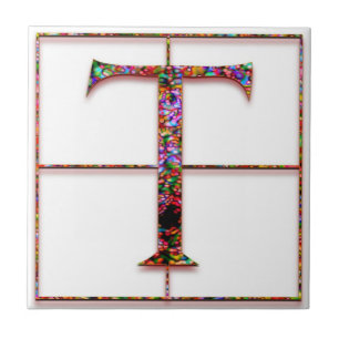 T Trajanus Red Custom Monogram Tegel Tegeltje