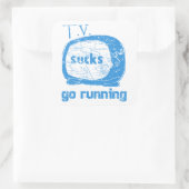 T.V. Sucks, ga lopen Vierkante Sticker (Tas)