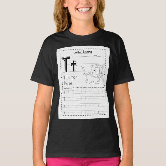 T voor tijger t-shirt (Voorkant)