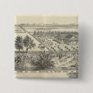T Winters boerderij Vierkante Button 5,1 Cm