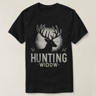 TA114 Funny Deer Hunting Widow T-shirt met lange m