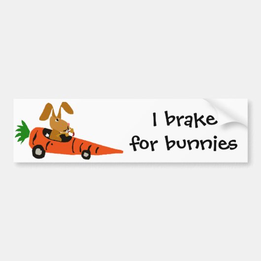 TA- Funny Bunny Rabbit Driving Carrot Cartoon Bumpersticker (Voorkant)
